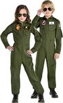 Party City Top Gun: Maverick Flight Costume for Kids, Halloween, Olive Green, Large (12-14), Zipper Closure