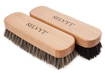 Selvyt Beechwood Luxury Horse Hair Buffing and Polishing Brush for Shoes and Boots (Medium, Natural & Black Duo)
