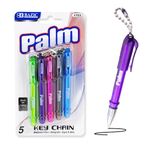 BAZIC - Palm Mini Ballpoint Pen with Key Ring, Assorted, 6 Per Pack