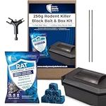 Rodent Bait Box & Wax Block Rat Poison Kit (1 Box & 250g Blocks) Rat Poisoning Super Strength for Effective Rodent Control, Mouse Trap and Rat Trap Solution, Indoor Rat Killer & Powerful Bait Station