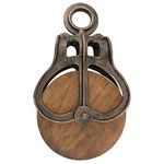 Design Toscano Vintage-Style Cast Iron and Wood Wheel Farm Pulley, Grande 14.5 Inches, Full Color