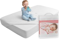 Premium Cot Mattress Protector 60 x 120 cm Noiseless Waterproof Pad Cover Fitted Sheet Natural Bamboo Silent Topper for Infant and Toddler Cot Baby Bed