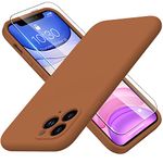 DorisMax for iPhone 11 Pro Max Case with Screen Protector - Upgraded Camera Lens Protector - Soft Full Coverage Liquid Silicone Cover - Scratch-Proof Protective Phone Case 6.5" - Coffee