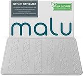 malu Diatomaceous Earth Bath Mat - Fast-Drying Water-Absorbent Stone Bath Mat - Wide 15.4 X 23.6 inches Non-Slip Stone Mats for Bathroom Shower Floor - Diatomite Bath Mat with Herringbone Design