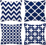 Set of 4 Luxton Navy Blue Hamptons Cushion Covers Home Decoration Dark Blue Cushion Covers 45x45cm