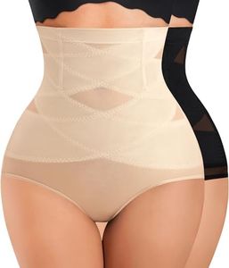 Nebility Womens' Tummy Control High Waist Trainer Body Shaper (US, Alpha, Large, Regular, Regular, Black/Beige 2pk)