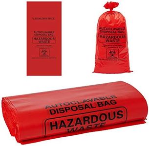 GUDGI 2-4 Gallon Red Polypropylene Biohazard Disposal Bags with Warning Label/Sterilization Indicator, 24" x 12" x 12"x 3 mil(100 Pcs/Pack)