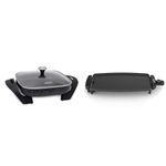 Starfrit The Rock Electric Skillet - 12" x 12" - Rock.Tec Non-Stick Cooking Surface & Black+Decker Electric Griddle with Removable Temperature Probe, Indoor Grill, Pancake Griddle, Black