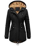 Vancavoo Womens Parka Winter Coats Waterproof Jacket Hooded Coat Fleece Lined Jacket Ladies Arctic Velvet Warm Outdoor Windbreaker Hoodies zip up Sweatshirt Outwear with Pockets(Black,S)