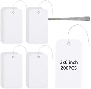 Frcctre 200 Pack White Plastic Shipping Tags with Wires, 6" x 3" Waterproof Heavy Duty Hang Tags with String Labeling Tags with Reinforced Hole for Inventory Luggage Gift Garage Parts