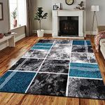 B&B Super Soft Rugs for Living Room Bedroom Rug - Thick Dense Pile Non Shed Fluffy Rug For Bedroom - Small Medium Large Carpet Area Rugs Kitchen Floor Mat (Teal, 120 x 170 cm (4ft x 5ft 8"))