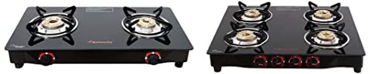 Butterfly Smart Glass 2 Burner Gas Stove, Black+Smart Glass 4 Burner Gas Stove, Black, Open