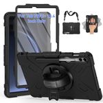 SUPFIVES Case for Tab S9 Plus/ S9 FE Plus 12.4 Inch with Screen Protector,Upgraded Military Tablet S9 Plus/S9 FE+ 12.4" 2023 Cover+ S-Pen Holder+ 360°Rotating Stand+ Hand/Shoulder Strap, Black