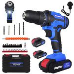 21V Cordless Power Drill with 2 Batteries,Handheld Electric Screwdriver Drill Set,45Nm 25+1 Torque Setting, 2-Speed Combi Drill, 3/8" Chuck Drill Driver Kit with 26 Drill Bits and Kit Box for Home DIY