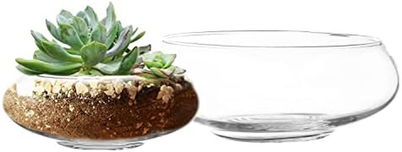 Royal Imports Flower Glass Vase, Bowl Terrarium Succulent Planter, Air Plant Hydroponic Display, Floating Candles Decorative Centerpiece Floral Container for Home or Wedding Set of 2, Clear