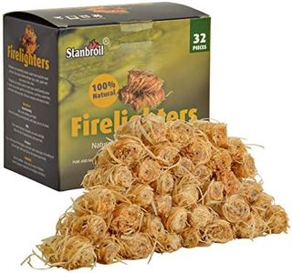 Stanbroil 32 pcs Natural Charcoal Fire Starters Super Fast Lighting Perfect for Barbecue Grills, Smokers,Wood Stove, Campfires and Outdoor Fireplaces