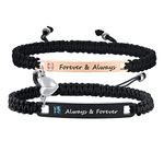 PJ JEWELLERY Him and Her Magnetic Couple Bracelets | Always & Forever Engraved Love Quote Mutual Attraction Nameplate Braided ID Set, for Lover Boyfriend Girlfriend (P-CB-065BR01-COUPLE-5-uk)