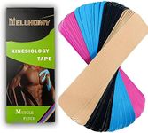 Kinesiology Tape Precut(5cmx25cm,52 Strips),Hypoallergenic Waterproof & Breathable K Tape,Athletic Tape,Physio Elastic Sports Tape Pain Relief Adhesive for Muscles,Elbow,Knee & Shoulder, Sports(Mix Color)