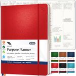 Purpose Planner B5 Undated Monthly Weekly Daily Productivity Journal 2024 Life Health Goal Setting Business Tool for Professionals Moms Academic Student Organizer Notebook (7.5”x9.8” Red Hardcover)