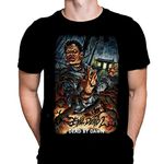 Evil Dead by Dawn Mens Tshirt Halloween Gothic Horror Print, Black Graphic T-Shirt, Movie Poster Tee