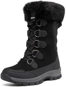 DREAM PAIRS Women's Waterproof Winter Snow Boots, Warm Comfortable Faux Fur Insulated Non-Slip Outdoor Lace-Up Florin Mid Calf Booties,Size 6.5,Black,SDSB2206W