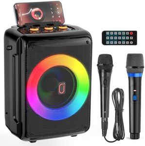 JYX Karaoke Machine for Adults and Kids, Bluetooth Speaker with 2 Microphones, Portable Party Karaoke Speaker with DJ Lights Support TWS/REC, PA System Best Gift for Brithday etc