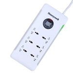 Honeywell Surge Protector, 6 Universal Sockets, 36000Amp, 1.5 Meter Cord, Device Secure Warranty, Spike Guard/Extension Board, X3 Fireproof MOV tech, 3 Years Manufacturer Warranty - White