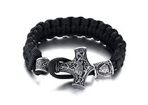 Thor's Hammer Mjolnir Viking Bracelet Braided Paracord Rope Scandinavian Norse Mjolnir Wristband Viking jewellery for Men