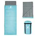 Amazon Brand - Symactive SSB001 Camping Sleeping Bag Rectangular Shape 210T Polyester Lining 5°C to 20°C Winter Hiking Trekking Travelling Comforter for Adults (7 Feet, 1.2KG, Sky Blue)