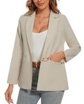 LADI TREND Womens Long Sleeve Cotton Linen Blazers Lightweight Summer Jackets with Pockets for Business Trips (Beige M)