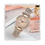 AMERICANVIBER Women Wrist Watches Analog Blue Dial Women's Watch for Girls&Miss&Ladies Diamond Studded with Stylish Girlfriend Watches DRW-O23 (Rose Gold)