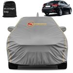 AUTOMOZEXO Hyundai Verna Car Cover with Mirror & Antena Pocket Waterproof Inner Cotton Layer Adjustable Belt Bottom Elastic Triple Stitched Cover to Secure fit and Protect from Indian Climates (Grey)