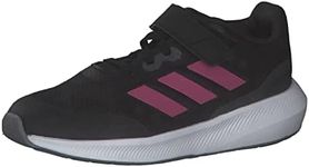 adidas Unisex Kid's Runfalcon 3.0 Elastic Lace Top Strap Sneaker, Core Black Pulse Magenta Grey Six, 13 US