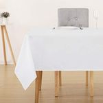 Deconovo Oxford Decorative Tablecloth Wipeable Plain Rectangle Tablecloth for Party 137x200cm(54x79in) White