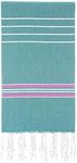 Cacala 100% Cotton Pestemal Turkish Striped Bath Towel, Aqua/Purple (1011101368893710)