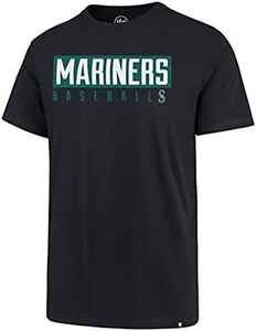 MLB Men's Dub Major Super Rival Team Color Primary Logo Word Mark T-Shirt, Seattle Mariners Navy, Small