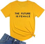BLACKMYTH Women Graphic Funny T Shirt Cute Tops Teen Girl Tees Yellow Medium