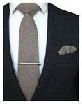 RBOCOTT Rosy Brown Wool Tie and Pocket Square, Cashmere Necktie Tie Clip Set for Men (9)