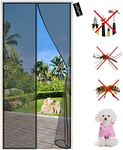 Magnetic Screen Door-Anti Mosquito Fly Curtain Door Screens Nets with Powerful Magnets-for Patio Balcony Garage Apartment Door 195 x 190 cm - Black