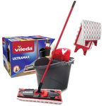 Vileda Ultramax Flat Mop and Bucket Set with 1 Extra Refill | Multi-Piece Handle | Perfect Mop for Walls and Ceilings | Machine-Washable Mop Head