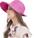 AARAM Wide Large Brim Sun Hat Summer UV Protection Thin Hat 2 in 1 Beach Sun Hat (Dark Pink)