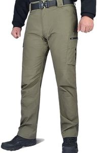 POWERTHREE Men’s Workwear Pants,Relaxed Fit,Lightweight,Moisture Wicking,4-Way Stretch,Outdoor Utility Hiking Pant Olive Green 32W32L