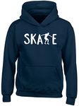 Skateboarding Gifts Boys Girls - Skate Kids Childrens Hooded Top Hoodie, Skater Hoody Birthday Present Idea for Skateboarders Navy Blue