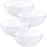 PLASTICPRO Disposable Round Serving Bowls, Party Snack or Salad Bowl, Plastic Crystal Clear Pack of 4 (X Large Bowls, 8)