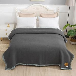 100% Pure Wool Blanket,500GSM Heavyweight Blanket,Wool Blanket Queen Size,Wool Blanket Camping,Queen Wool Blankets for The Bed, Outdoor Blanket((Dark Gray,205x235cm)