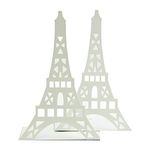 Winterworm Stylish Modern Paris Eiffel Tower Metal Decorative Bookend Book End Book Organizer for Library School Office Home Desk Study Gift(White)