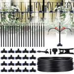 iBamso 20M Irrigation System Misting Cooling System with 20 Adjustable Misting Nozzles, Outdoor Spraying Cooling and Dust Reduction System for Patio,Garden,Parasol,Lawn,Greenhouse,Watering Irrigation