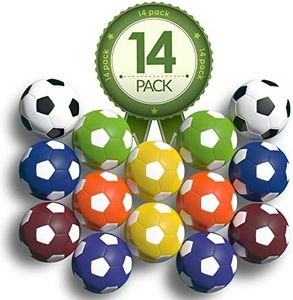 Colonel Pickles Novelties Foosball Table Replacement Foosballs- 14 Pack - 36mm Game Tabletop Size - Multi Colored Tabletop Soccer Balls