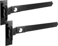 IRONTITE® Cranked Black Gate Hinges Heavy Duty 400mm (16”), Hook and Band Gate Hinges for Wooden Gates. Cranked Hinges with Fixings Included. (Black)