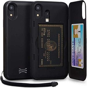 TORU CX PRO Case for iPhone XR, with Card Holder | Slim Protective Cover with Hidden Credit Cards Wallet Flip Slot Compartment Kickstand | Include Mirror, Wrist Strap, Lightning Adapter - Black